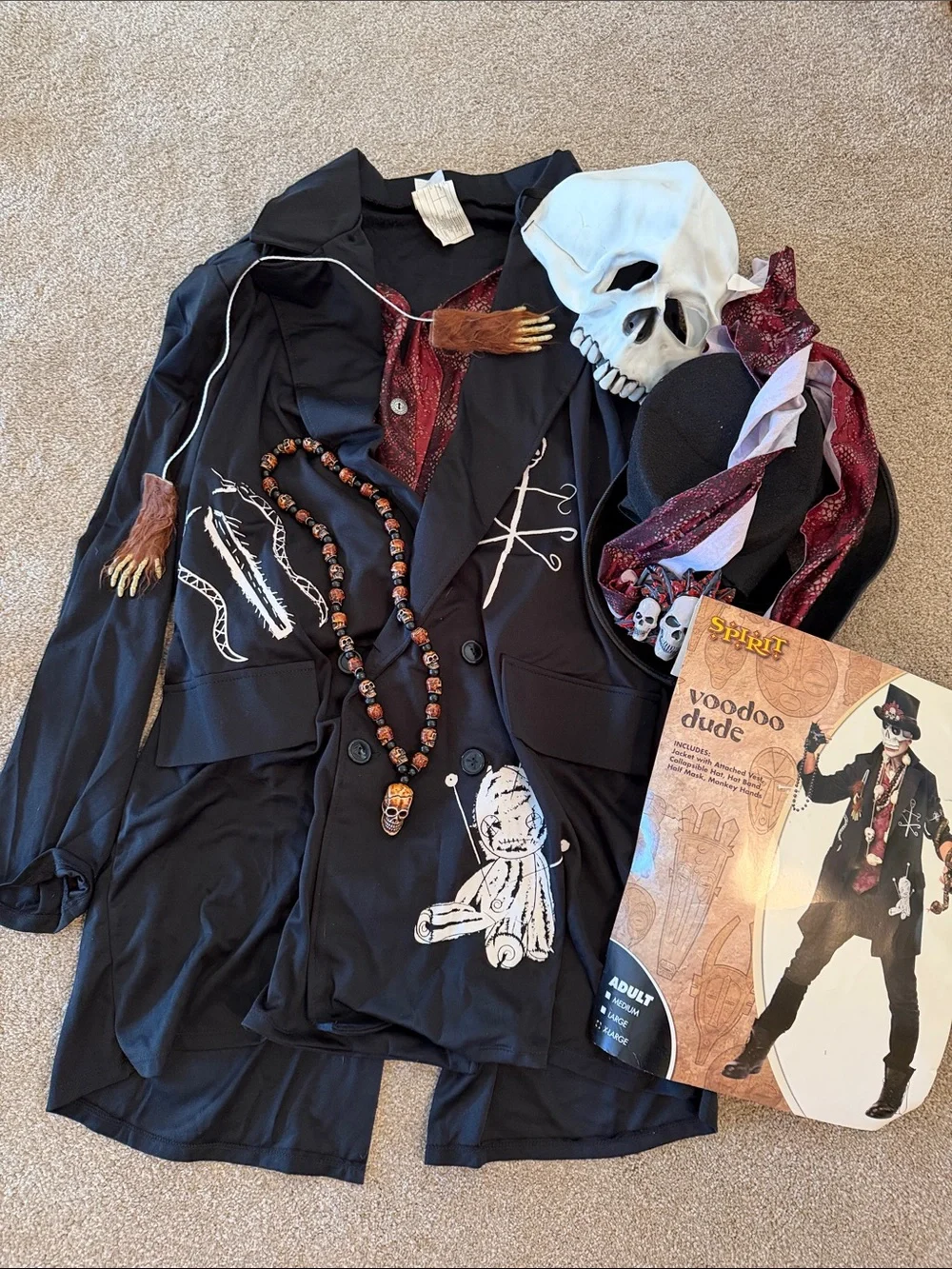 SPIRIT HALLOWEEN Voodoo Dude Halloween Costume - Worn Once Original Bag Size XL - Picture 2 of 5
